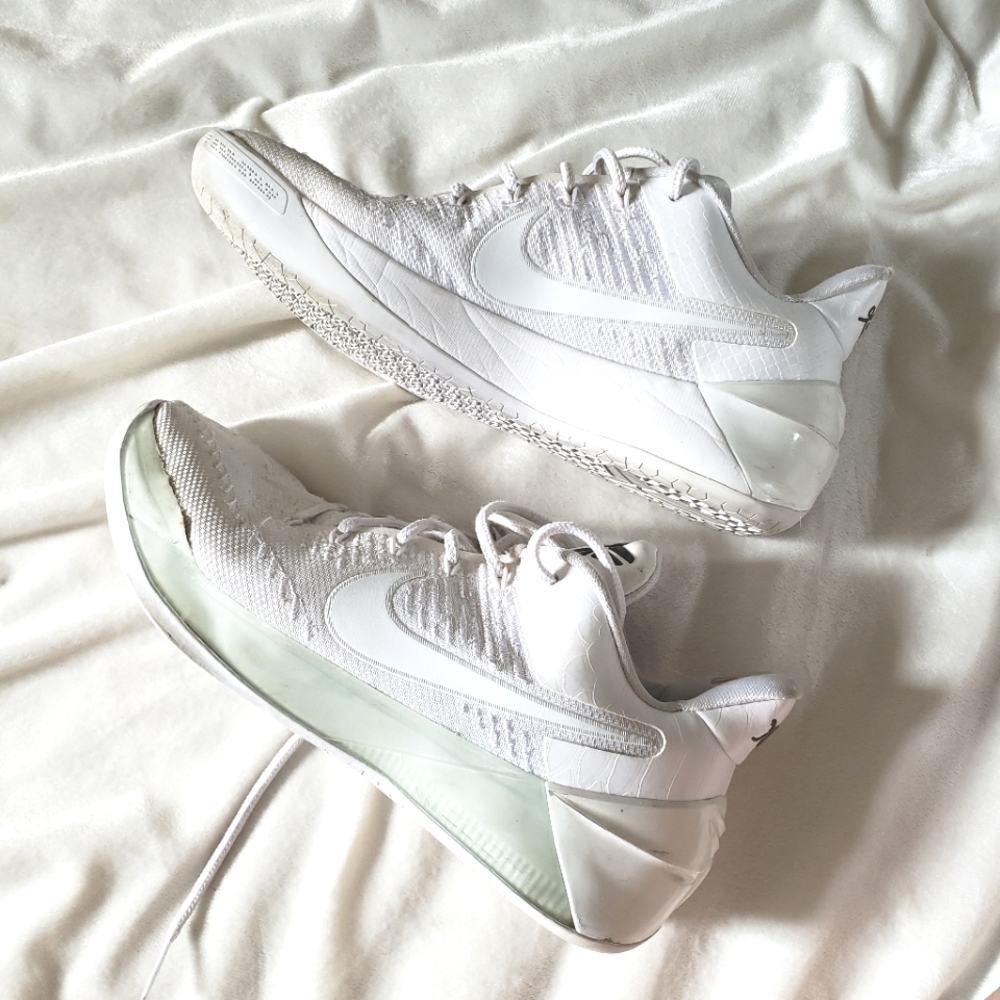 All white Kobe A.D. basketball shoes